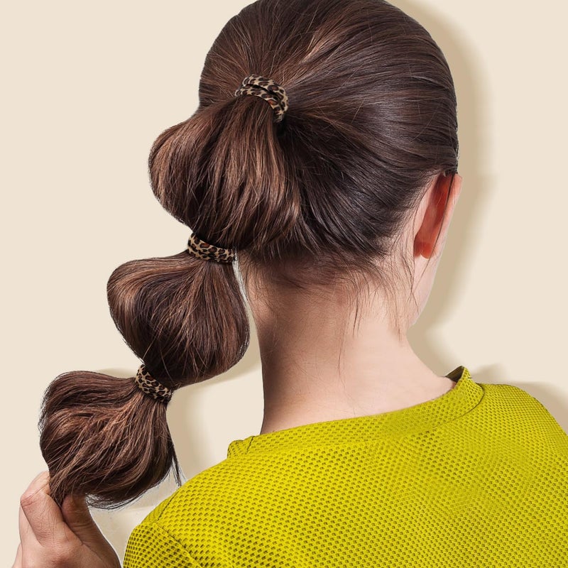 IKOCO 150PCS Hair Ties, Hair Ties for Women No Damage, Cotton Seamless Ponytail Holders for Thick Hair, Leopard Animal Print - Image 5